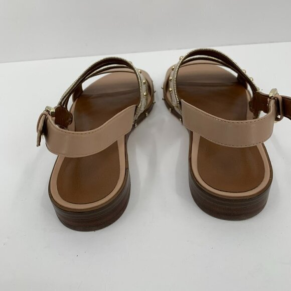 Nine West Chaylen slingback strappy shoe gold stud cream metallic new 6.5 - Picture 6 of 8